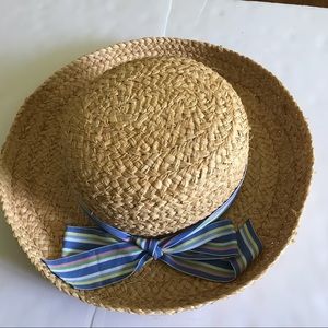 Liz Claiborne |Summer Straw Ribbon Sun Hat  Floppy